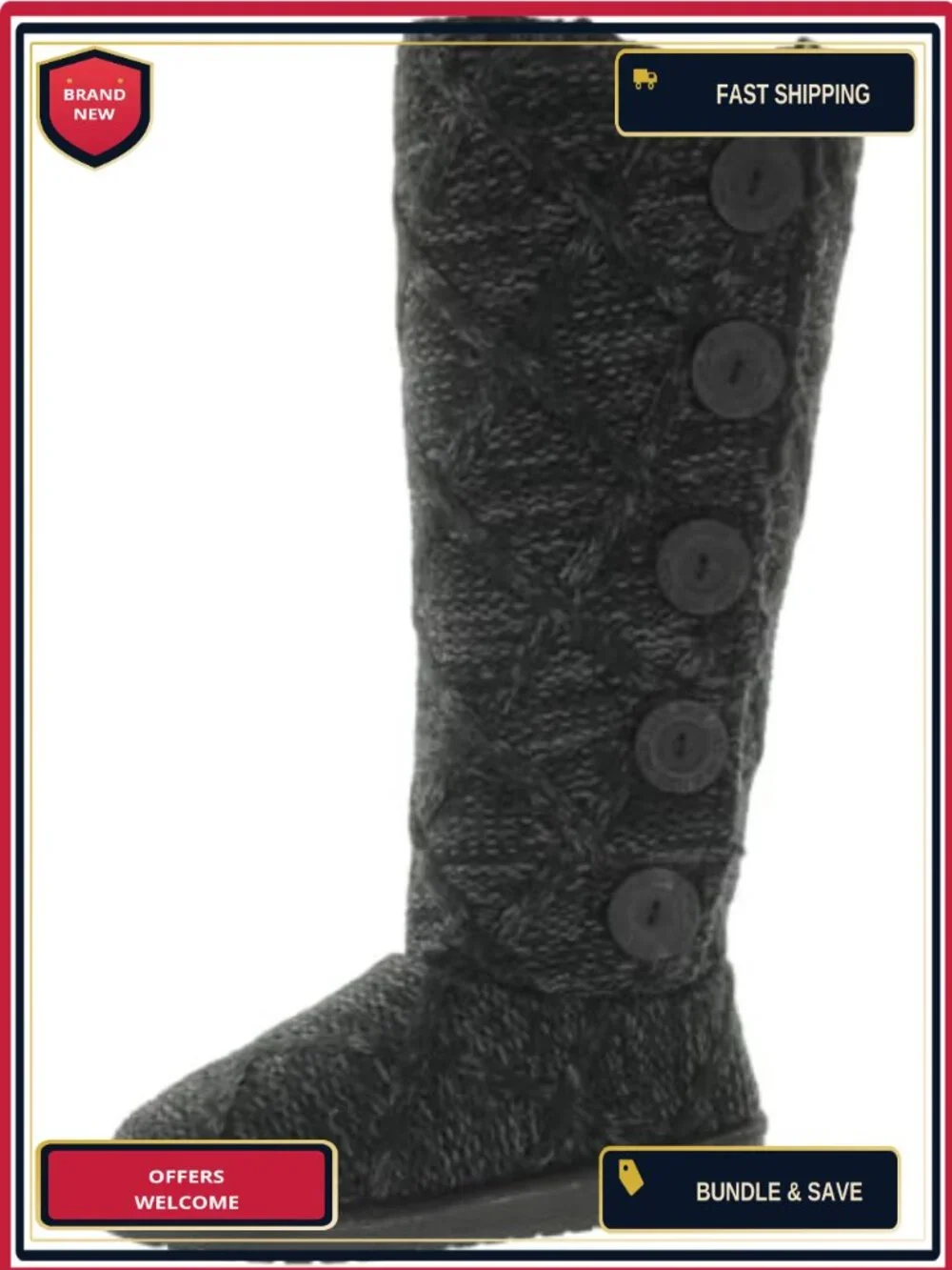 MUK LUKS Women's Malena Snow Boots with Faux Fur Lining, Water Resistant Knit